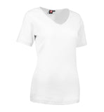 Interlock dame T-shirt | v-hals Hvid Str. 4XL