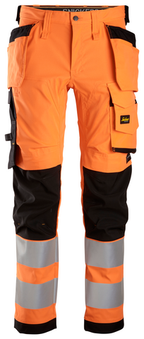 AllroundWork, High-Vis stretch buks med hylsterlommer, klasse 2 High Visibility Orange - Black