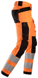 AllroundWork, High-Vis stretch buks med hylsterlommer, klasse 2 High Visibility Orange - Black