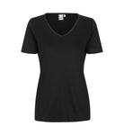Interlock dame T-shirt | v-hals Sort