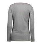 Interlock Dame T-shirt | langærmet – Grå melange
