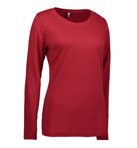 Interlock Dame T-shirt | langærmet – Rød
