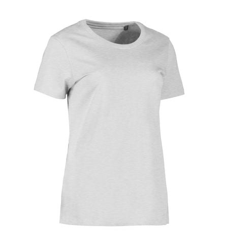 Økologisk O-hals T-shirt I dame Lys grå melange